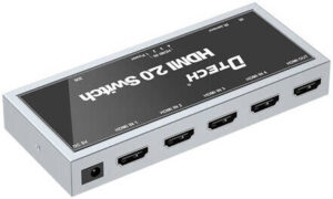 DTECH DT-7241 HDMI Switch, 4k@50/60Hz Resolution, Support up to 18Gbps, HDMI 2.0 Version, HDCP2.2, Support IR Infrared Remote Control, 600MHz 6G TMDS Clock Rate, Silver | DT-7241