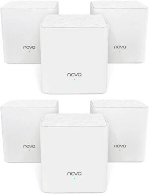 Tenda Nova MW3 Mesh AC1200 Dual-Band Router Wi-Fi System, (3-Pack x 2), Up To 1200Mbps, 5 GHz, Plug and Play, Works With Alexa, Parental Controls, Router Replacement, White | Nova MW3 (3-Pack x 2)