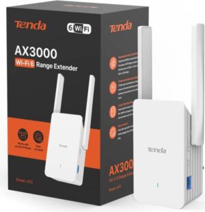 Tenda A33 AX3000 WiFi 6 Ultra-Speed Dual Band WiFi Extender Signal Booster with Gigabit Ethernet Port, Home Internet Extender WiFi Booster, AP Mode, WPS Easy Setup, White | A33