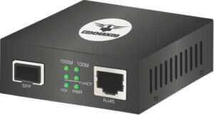 COMMANDO LightningFIBER 1GE Media Converter, SFP, 1GBASE-LR/1GBASE-SR, 1000Mbps Data Transferring Ethernet, Network Distance Up to 100 Km, Plug and Play, Black | MC-1G+1SFP