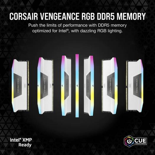 CORSAIR Vengeance RGB 64GB (2x32GB) Desktop Memory, 288Pin DDR5 DRAM, 5200 Tested Speed, 40-40-40-77 Tested Latency, 1.25V, Overclock PMIC, Suite For Intel 600/700 Series, White | CMH64GX5M2B5200C40W - Image 5