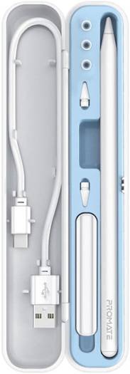 Promate High Precision Active Capacitive Wireless Stylus Kit, Bluetooth 5.1, 250mAh Battery Capacity, Tilt Recognition, Palm Rejection, Quick Pairing, 32cm Charger Cable Length, White | Quil-2