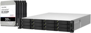 QNAP TS-h1887XU-RP 18-Bay NAS Bundle with 5x 20TB (100 TB) WD Ultrastar DC HC560 Internal HDD, Intel Xeon E-2336 2.9GHz, 32GB DDR4, 12x3.5" SATA+ 6x2.5" SATA, 4x USB-A 3.2, 2x 2.5GbE+2x10GbE, 550W PSU