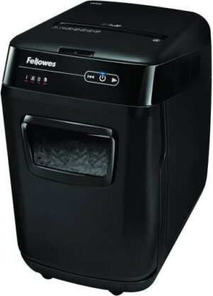 Fellowes AutoMax 200C Cross-Cut Shredder, 200 Sheet Automatic, P-4 Din Level, Auto-Reverse, 32 Liters Bin Capacity, SilentShred Technology, Black | 4653601