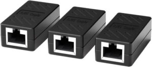 Taradhin RJ45 Coupler, 3Pack, Ethernet Inline Connectors, Network Extender Adapter Cat7 Cat6 Cat5e Cat5 for Extending the Ethernet Cables, , Female to Female Joiner LAN Connector, Black | RJ45 3Pack