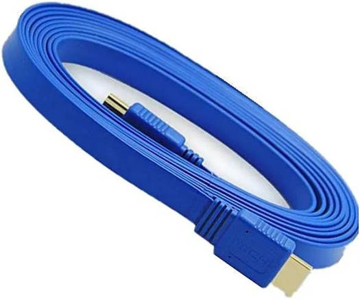 High Speed V1.4 HDMI Male to Male Universal Flat Cable, Full HD 1080p@60Hz, Ultra HD 3840×2160@30Hz, Up to 10.2 Gbps Transfer Rate, For TV / Projectors / Computer Monitors / Laptops, 1.5m, Blue - Image 2