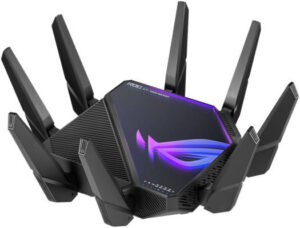 ASUS ROG Rapture GT-AXE16000 Wireless Quad-Band Gaming Router, Speeds Up to 16000 Mb/s, Wi-Fi 6E, 2.4GHz/2x 5GHz /6GHz, 1x 2.5G Ethernet WAN Port, AiMesh & VPN Fusion Compatible | 90IG06W0-MU2A10