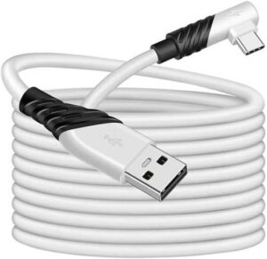 Generic Oculus Quest 2 Link Cable, USB 3.0 Type A to C 90° Port, High Speed Data Transfer Charging Cord for Quest2 / Quest1, PC, Durable, 5 Meter, White | X001W15VYT