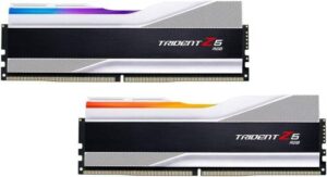 G.Skill Trident Z5 RGB 32 GB  (2 x 16GB) DDR5 Dual Channel Desktop Memory, 7200 MHz Memory Speed, CL34 CAS Latency, 1.40V Memory Voltage, Intel XMP 3.0, 288-Pin, Silver | F5-7200J3445G16GX2-TZ5RS
