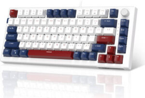 MageGee SKY81 Wired Mechanical Hot-Swappable Gaming Keyboard, Blue Switch, 83 Keys Anti-Ghosting, 3-Color Combination Keycaps, 1.6m Cable Length, Ice Blue Lighting, ENG Layout, USB, Blue/White | SKY81