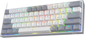 Redragon FIZZ K617 60% Mechanical Keyboard, Red Key Switches, Hot-Swappable, Detachable Type-C Cable, Pro Software Customizable RGB, Full Rollover 61-Keys, White/Gray | K617-RGB