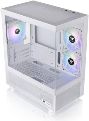Thermaltake View 170 TG ARGB Snow M-ATX Mid Tower PC Case, 3mm Tempered Glass x 2, Up to 280mm Radiator, 3 Pre-installed 120MM ARGB Fans, USB 3.0 x 2, HD Audio x 1, White | CA-1Z4-00M6WN-00