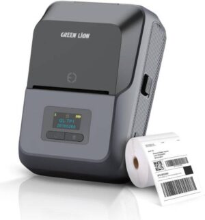 Green Lion Thermal Printer with 203 DPI Printing Resolution, TFT Screen, 1500mAh Rechargeable Lithium Battery, Bluetooth & Type-C Connectivity, Bulk Print, Mobile Editing - Grey