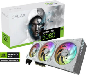 GALAX GeForce RTX 5080 EX Gamer 1-Click OC Graphics Card, 16GB GDDR7 256-Bit Memory, 2655 MHz Boost Clock, 30 Gbps Memory Speed, 10752 CUDA Cores, PCI-E 5.0, White | 58NZN6MDBZWH