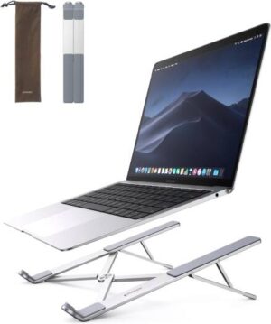 UGREEN Laptop Stand Aluminum Alloy Adjustable Laptop Stand Ergonomic Laptop Stand Portable Foldable Laptop Stand Laptop Holder Compatible with MacBook Pro / Air, Chromebook Matebook, Silver | 40289
