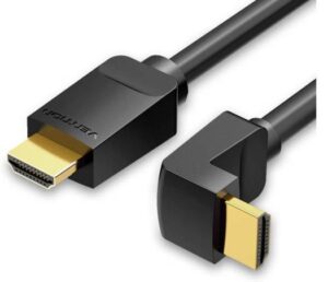 Vention HDMI 2.0 Right Angle 90° Cable, Supports Up to 4K @ 60Hz Resolution, Gold-Plated Connector, Tinned Copper Conductor, Aluminum Foil + Mesh Shielding, 30 AWG, 1.5m Cable Length, Black | AARBG