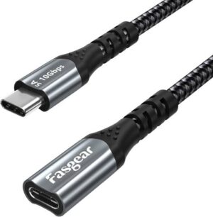 Fasgear USB-C Extension Cable, 10Gbps USB 3.1 Gen 2 Type C Male to Female Cord, Support 4K Video Audio Output, Compatible For TB 3 Port, MacBook Pro, Dell XPS, Switch, 1 Meter, Black | ‎FG-CEC