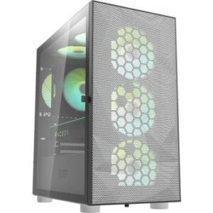 DarkFlash DLM21 MESH Micro ATX Mini ITX Tower Gaming Case, Expansion Slots 4, Fans Support Front 3x 120mm, White / Black | DLM21