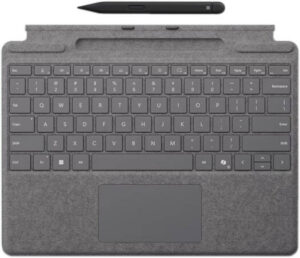 Microsoft Surface Pro Keyboard Cover With Pen Storage, For Surface Pro, 8, 9 & 10, Glass Touchpad, Mechanical Keys, Magnetic Attachment, Platinum | 8X6-00214