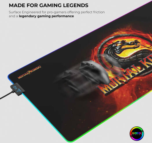Cybeart Mortal Kombat Aurora Mouse Pad, Premium LED RGB Lighting, Micro-woven Cloth, Spill Proof Surface, Never Fray Edges W/ Reinforced Stitch, Esports Grade Never-Slip Base, XXL, Black | MRTLKMBTRR - Image 4