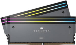 CORSAIR Dominator Titanium 32GB (2x16GB) DDR5 RGB Desktop Memory Kit, 6000MHz Memory Speed, CL30 CAS Latency, 1.40V Memory Voltage, 288 Pin, XMP / AMD, iCUE Cmpt, Gray | CMP32GX5M2B6000Z30