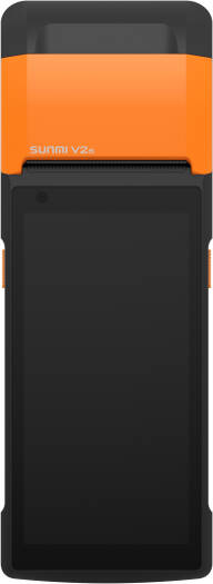 Sunmi V2s Smart Mobile Terminal, 2D Scan Engine, 5.5" HD+ Display, Quad-Core 2.0GHz Processor, 1GB RAM + 8GB Storage, Wi-Fi / BT, 4G LTE, Type-C, Black/Orange | P06064043