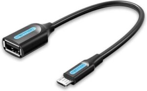 Vention USB 2.0 Micro-B Male to A Female OTG Cable, 480Mbps Transfer Rate, Stable Transmission, Easy Sharing, 0.15 Meter Black PVC Type | CCUBB