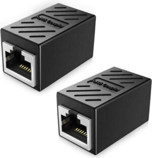 Taradhin RJ45 Coupler, 2 Pack, Ethernet Inline Connectors, Network Extender Adapter Cat7, Cat6, Cat5e, Cat5 for Extending the Ethernet Cables, Female to Female Joiner, Black | RJ45 2 Pack