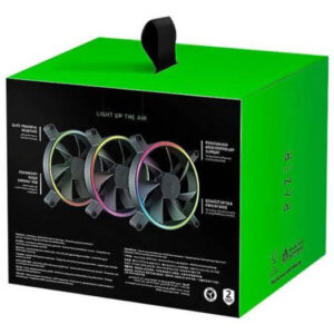 Razer Kunai Chroma 120mm ARGB PC Fan, PWM Fan Controller Support, Connect Up to 8 Fan, 15-35 dBA​ Noise, Cooling 500-2200 RPM​, 3 Fans, Black | RC21-01810100-R3M1