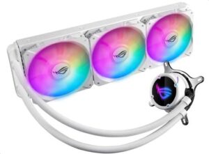 Asus ROG Strix LC 360 All-in-one Liquid CPU Cooler with Aura Sync, Triple White ROG 120mm addressable RGB Radiator Fans and Reinforced Sleeved Tubing - White | 90RC0072-M0UAY0