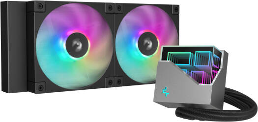 DeepCool LT240 ARGB Liquid CPU Cooler, 240mm Radiator, 2x FD12 ARGB Fan, 2400 RPM Fan Speed, 72.04 CFM Airflow, Hydro Bearing Type, Anti-Leak Technology, Black | R-LT240-BKAMNC-G-1