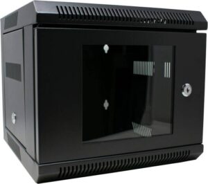 9U 600 x 450 MM Wall Mount Server Cabinet, Removable Side Panels, Front Glass Door with Lock, Side Doors Openable, 600 x 450mm Dimension, Black