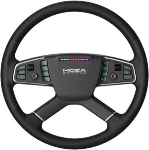 MOZA TSW Truck Steering Wheel, Standard 400mm, Microfiber Leather with Hand Stitching, RGB Backlit Buttons, Wireless & Conductive Slip Ring, Aluminum Alloy Frame, Black | TSW