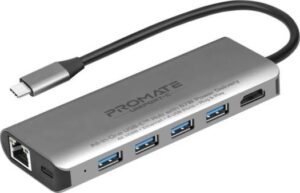 Promate 7 in 1 USB-C Hub with 87W Power Delivery I B07FDXXSYW