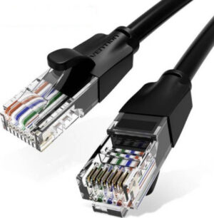 Vention Cat 6 UTP Round Patch Cable, 1000Mbps Maximum Speed, PVC Enclosure, 1 Meters Length, Black | IBEBF