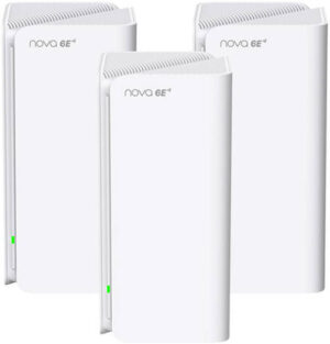 Tenda MX21 Pro, AXE5700 Whole Home Mesh Wi-Fi 6E System (3-Pack), 4,200Sq.Ft Coverage, 5665Mbps Tri-band Speeds, Quad-Core Processor, Ultra-low Latency, 7 High-gain Antennas | MX21 Pro 3-Pack