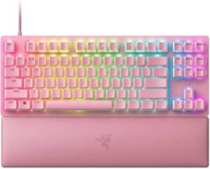 Razer Huntsman V2 TKL Tenkeyless Gaming Keyboard, Fast Linear Optical Switches Gen2 & 8000Hz Polling Rate, Detachable Type-C Cable, PBT Keycaps, Ergonomic Wrist Rest, Quartz Pink | ‎RZ03-03942000-R3M1