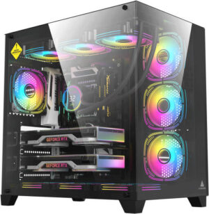 Acegeek Mercury R425 ATX Computer Caser, Up to 360mm Radiator & 10x Fan Support, Dual Side Full Tempered Glass, 0.7mm SPCC Material, USB 3.0, USB 2.0 x2, HD Audio, Black | AG-MERCURY-R425-PRO-BK
