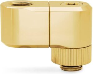 EKWB EK-Quantum Torque Double Rotary Offset 28, 2x G1/4" Male to Female Threading, 4.5mm Thread Length, Brass Material, 28mm Offset, Gold | 3831109893494