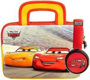 Pebble Gear PG916625M Cars 8" Carry Bag and Headphone Bundle, Made From Easy to Clean Neoprene, Durable Zip, Red-Yellow | PG916625M