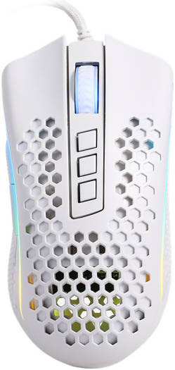 Redragon Storm M808W Gaming Mouse, Light Weight Design, Optical Pixart 3327 Sensor, Up to 12400DPI, 30G ACC, 7 Programmable Buttons, Wired Connectivity, 1.8m Weave Cable, White | M808W-RGB