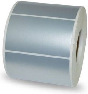 Generic Barcode Label Silver Poly 50mm x 25mm, 1000 Sticker Per Roll