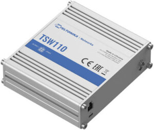 Teltonika TSW110 L2 Unmanaged Switch, 5 x Gigabit Ethernet Speeds Up to 1000 Mbps, DIN Rail & Surface Mounting Options, 1x Power, 10x Ethernet LED's, 9-30 V Power | TSW110