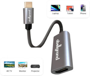 Abellgrand Type C to HDMI Adapter, 10 Gbps Data Transfer Rate, 30Hz Output Interface, 24 Pin Terminals, Allows to Add a External Monitor to Your USB C Equipped Devices | C to HDMI