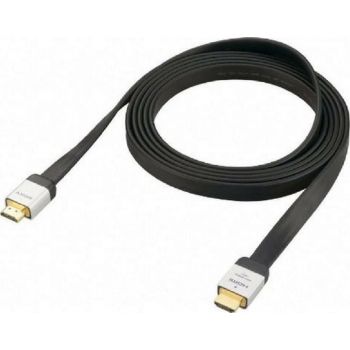High Speed Male To Male Flat HDMI Cable, Gold Plated Plugs, 10.2 Gbps Data Rate, Metal Handles, 2 Meter Length, Black | DLC-HE20HF - Image 2
