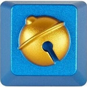 HolyOops 756176 Customized 3D Bell Cherry MX Keycap, Aluminium, With CNC Engraving, 1u Size, Blue/Gold | HO-BELL