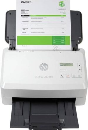 HP ScanJet Enterprise Flow 5000 s5 Scanner, Scans Up To 65ppm / 130 IPM, One Pass Duplex Scanning, Includes 80 Page ADF, USB 3.0 Connectivity, Sheetfed Input Type, 600 DPI Resolution, White | 6FW09A