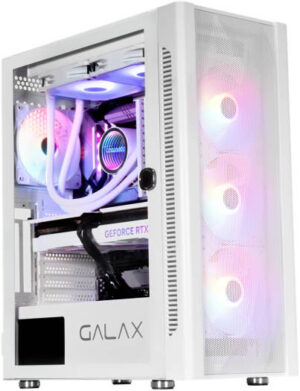 GALAX Revolution-06 Mid Tower ATX PC Case, Tempered Glass Side Panel & Mesh Front Cover, Peak Airflow Performance, Fits Up to 8*120mm Fans & 360mm Radiators, USB 3.0/2.0, HD Audio, White | CGG6AGWA4B0