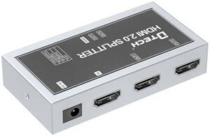 DTECH DT-7212 HDMI 2.0 Splitter, 4K@60Hz Resolution, 18Gbps Bandwidth, HDCP2.2, Intelligent EDID, Support HDR, Support EDID, 300m Transmission Distance, Silver | DT-7212