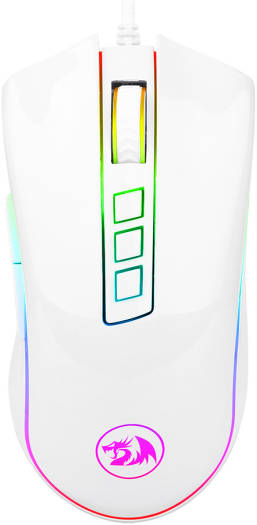 Redragon M711 Cobra White Gaming Mouse, 7 Programmable Buttons, Up to 1000Hz Polling Rate, 100-10000 DPI, White | M711W-1